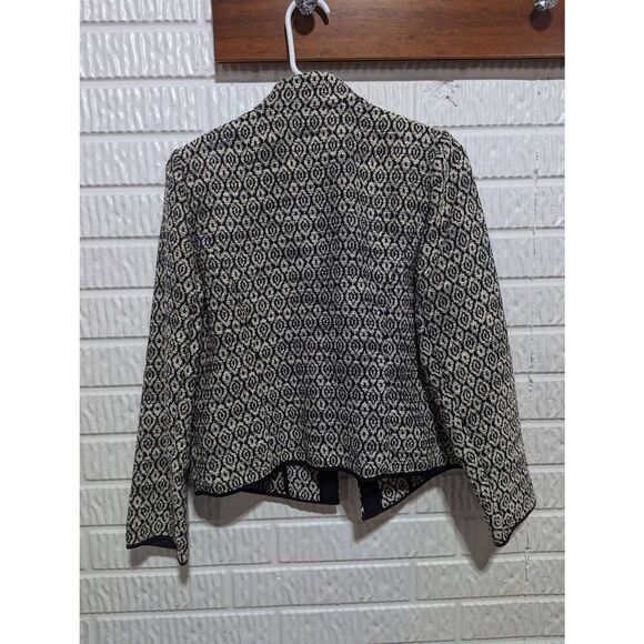 Chico's Women's Black & Cream Geometric Pattern Open-Front Blazer Jacket Size 0 - Picture 4 of 6